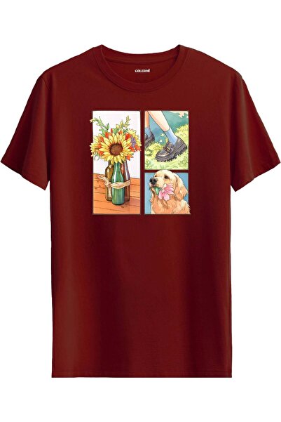 Colermi Sunflower & Golden Dog Printed T-Shirt