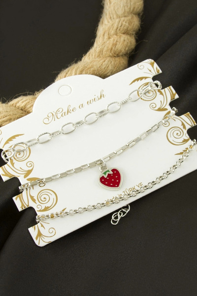 Eco Lounge Strawberry Chain Bracelet 3 Pieces