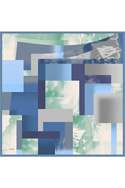 Aker Blue 90X90 Silk Twill Scarf