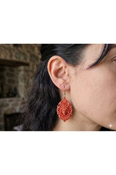 ALPİN Medusa Design Organic Plate Handmade Earrings - Mythological and Elegan...