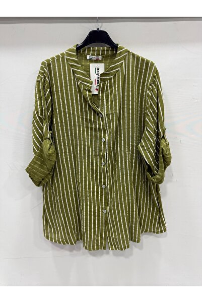 della moor Women's Italian Olive Green Line Pattern Dominant Folded Fakir Sle...