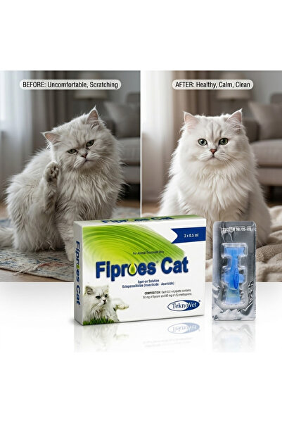 TEKNOVET Fiproes Cat Spot-On | Flea, Tick & Lice Treatment | Insecticide Acaricide | 3×0.5ml –