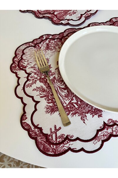 NURHAN HOME COLLECTION Toile De Jouy Desenli Lüks Amerikan Servis 6'lı Set - L'Antique Serisi