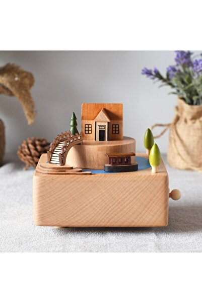 OEM Wooden Music Box – Rural Scene with Bridge and House