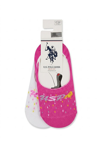 U.S. Polo Assn. Σετ 2 τεμαχίων ροζ και λευκές βαμβακερές κάλτσες μπαλαρίνας μ...