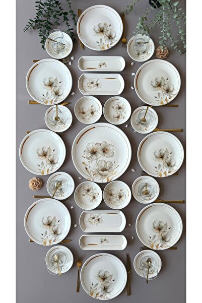 Yiğit Seramik Züccaciye Nevruz Model Rölyefli 8 Kişilik 25 Parça Modern Kahva...