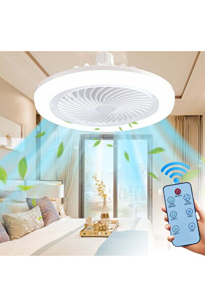 UNİBOX Ceiling fan with LED light and remote control, ABS material, 3 speed s...