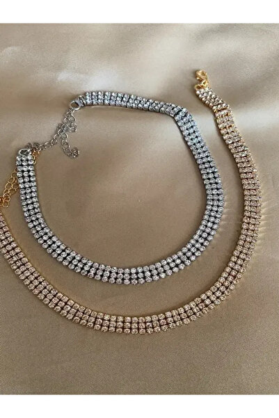 Mupten Three Row Waterway Women's Necklace Set - Color: Gold - Silver