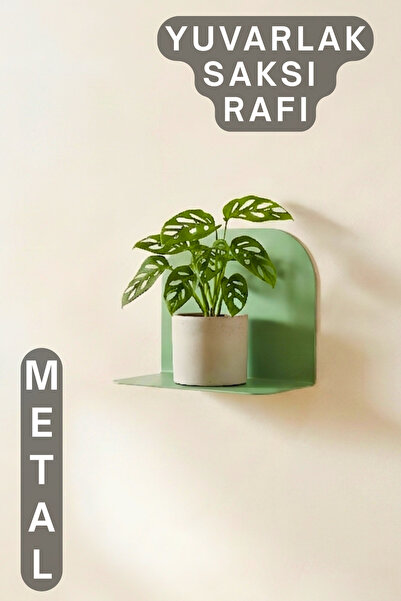 Furniall Yuvarlak Metal Saksı Rafı | Duvara Monte Dekoratif Çiçeklik