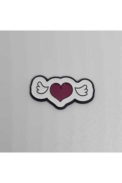 kipfy Flying Heart with Wings Metal Sticker, Glossy Finish, Decorative, for i...