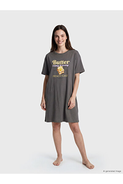 LC Waikiki Crew Neck Printed Women's Nightgown