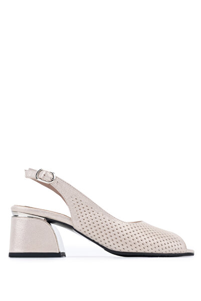 Tamer Tanca Women's Genuine Leather Gold Heeled Shoes