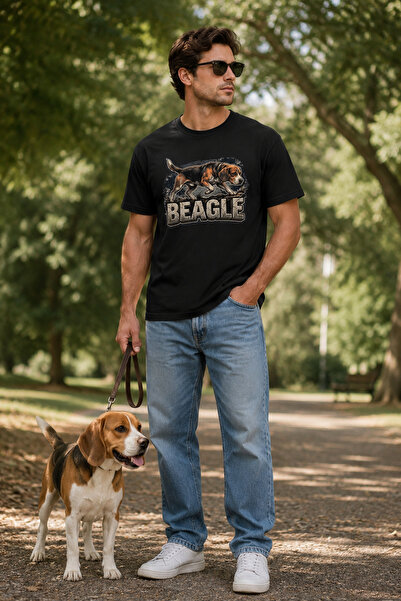 WİDİ Unisex Beagle Printed T-Shirt - Hunter Dogs Series Crew Neck Cotton T-Shirt