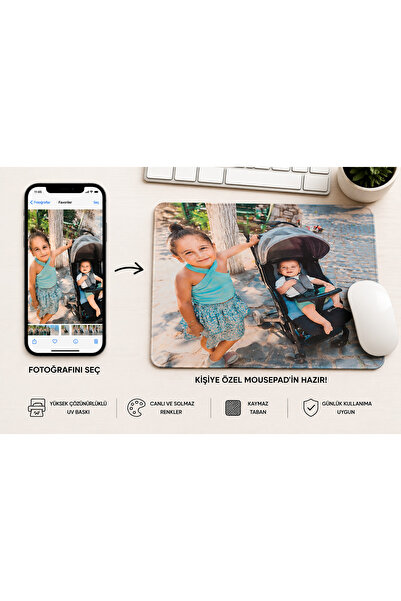 batcell Fotoğraf Baskılı Kişiye Özel Oyuncu ve Ofis Mouse Pad 48x40 ve 40x30 cm