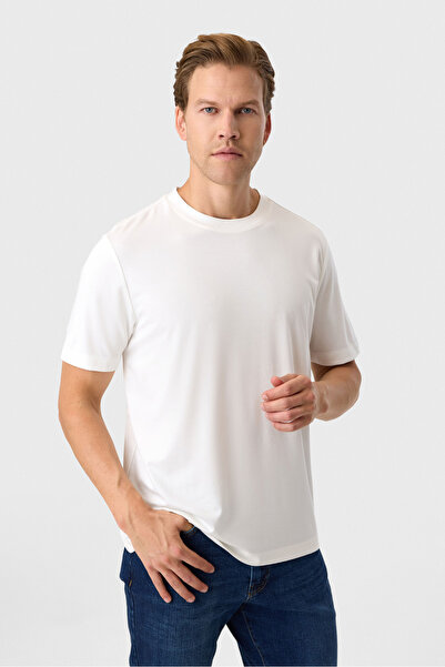 Back And Bond Regular Fit Ekru Bisiklet Yaka Tişört