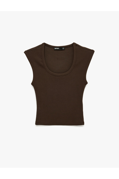 Koton Cotton U-Neck Ribbed Sleeveless Blouse
