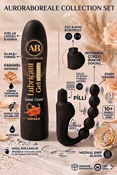 AuroraBoreale Premium 125 ML Karamelli Kayganlaştırıcı Jel 10 Titreşim Modlu ...