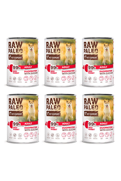 Raw Paleo Hrană umedă pentru câini adulți, cu vită și iepure, 6 x 400g