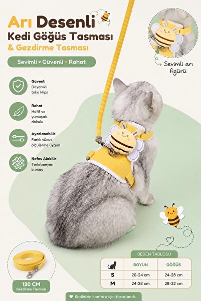 Floria Kedi ve Köpek Göğüs Tasması ve Gezdirme Seti – Yumuşak Nefes Alabilir ...