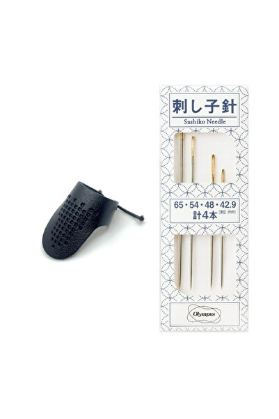 Olympus Set Sashiko 4 Ace de Cusut Japonez + Degetar din Piele pentru Broderi...
