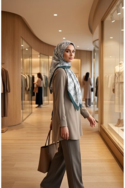sefamerve Digital Soft Scarf 70361-07 White