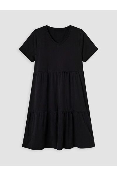 LC Waikiki Nevavm Plus Size V-Neck Layered Dress with a Difference