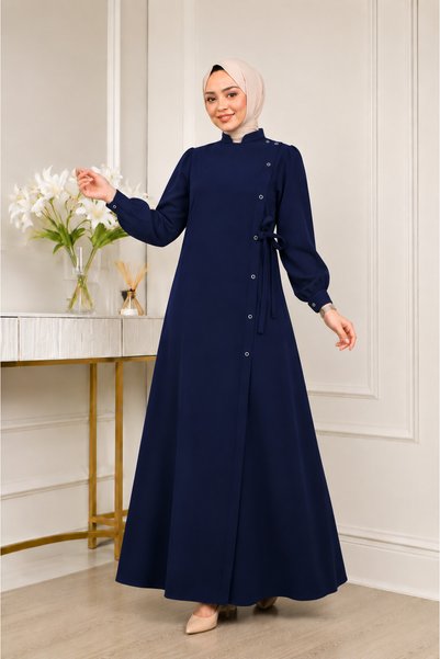 MODAASİ Side Tie Fastening Detailed Honeycomb Fabric Premium Hijab Ferace