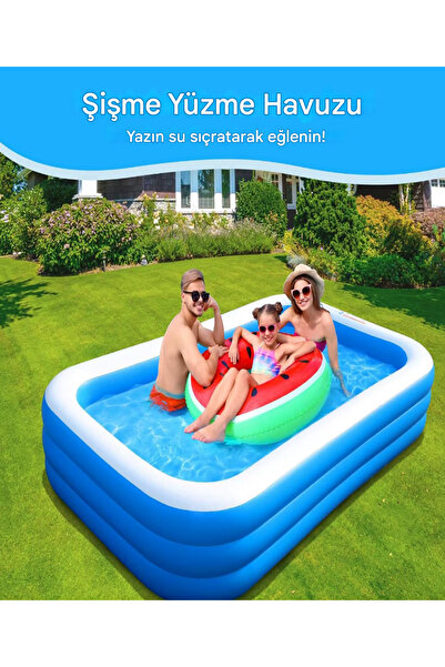 Havana “Kalite Ve Hesaplı” 250X15X50CM Şişme Havuz 3 Katmanlı Yüzme Havuzları Aile ve çocuklar için Tatil Şişme Havuzu