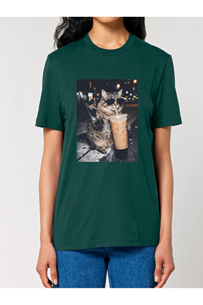 Cu Pisici Premium Organic Cotton T-Shirt -Rebel Cat, Unisex