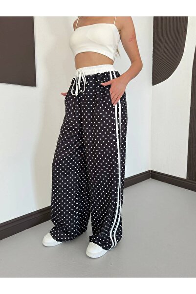 timagna Women's Tracksuit Polka Dot Elastic Waist Double Side Stripes Loose F...