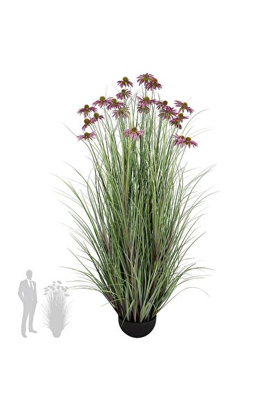 Roberto Rossi Iarba artificiala Onion 150 cm cu 22 flori violet de crizantema