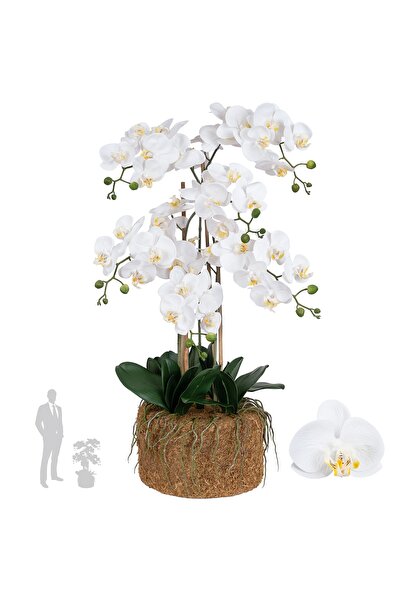 Roberto Rossi Orhidee artificiala alba cu aspect H90 cm cu 6 tulpini