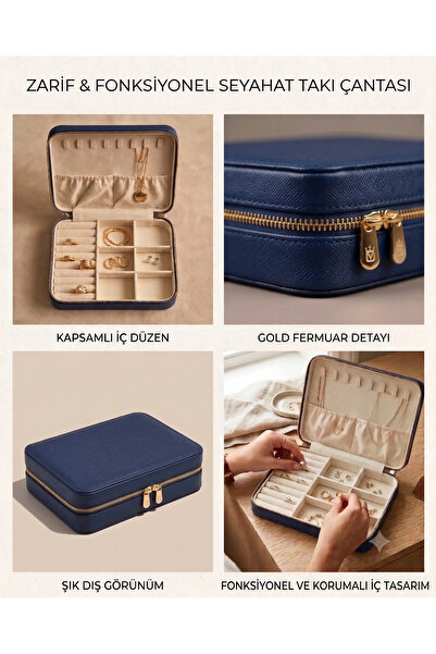 Dorvina Jewelry Box Organizer Travel Case Necklace Ring Earring Organizer Lea...