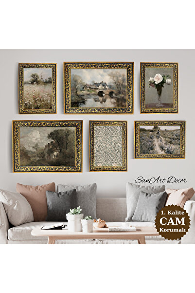 Sanart Set de picturi înrămate din 6 piese, set de picturi cu imprimare în ul...