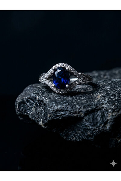 SH Women's silver ring with blue opal stone