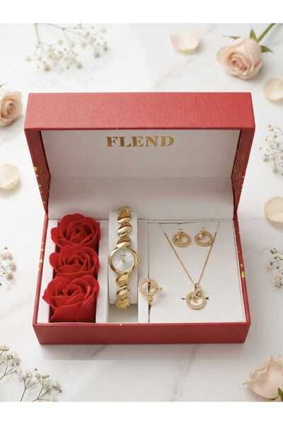 STRIVA Women's Luxury Watch Necklace Ring and Earrings Set in a Gift Box with...