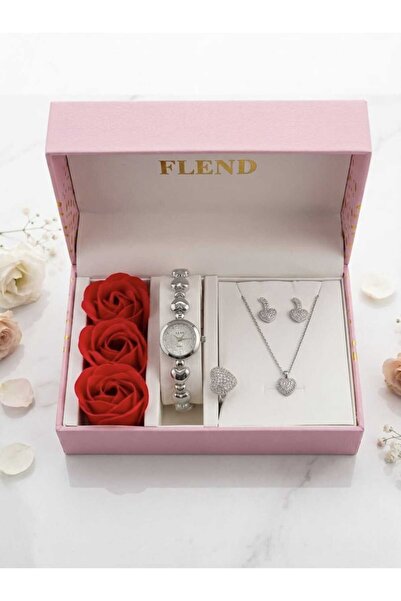 STRIVA Women's Luxury Watch Necklace Ring and Earrings Set in a Gift Box with...