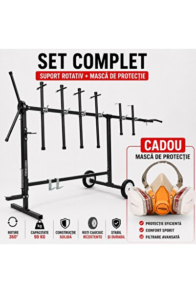Kraft&dele Suport rotativ pentru vopsitorie auto cu 6 brațe, capacitate 90 kg...