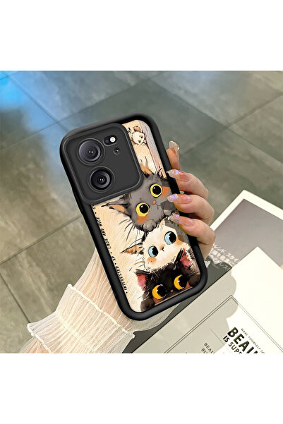 SLIMFELT Mi 13T Pro/Mi 13T Uyumlu Yüksek Kalite Sevimli Kedi Kılıf, Tam Korum...
