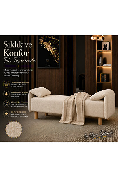 arge demo Elegance Uzun Puf Benç 130 cm Yatak Ayak Ucu Antre Salon