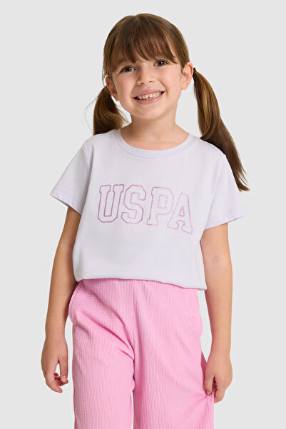 U.S. Polo Assn. Kız Çocuk Bisiklet Yaka Lila Basic Tişört 50325631-VR034