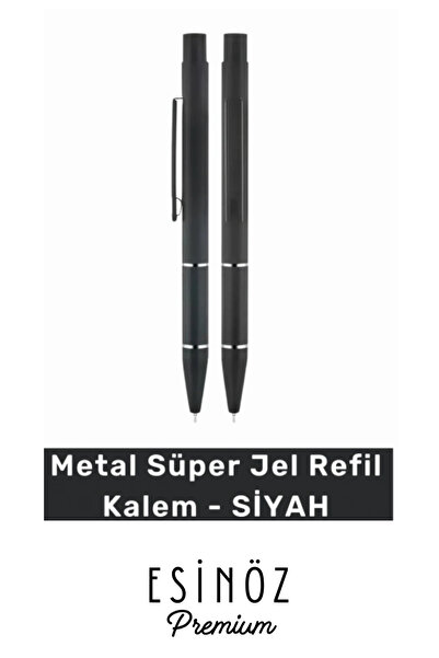 EsinÖz #Kalem Metal Süper Jel Refil Kalem Mavi Siyah Mürekkepli Jel Kalem Mat...
