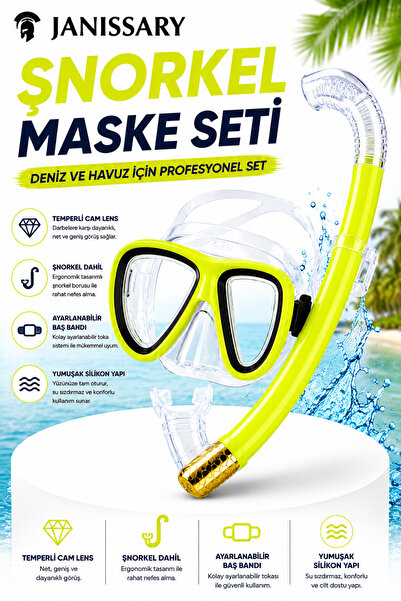 Janissary R1S MAVİ SMALL ÇOCUK ŞNORKEL SETİ DALIŞ MASKESİ ŞNORKEL SET