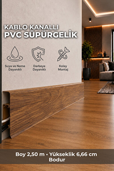 AGK Esquero Açılabilir Kapaklı Kablo Kanallı PVC Süpürgelik 250 cm Suya, Neme...