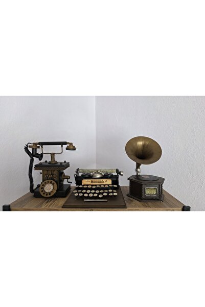 NOSTALJİM DEKORATİF METAL TELEFON KUMBARALI, DEKORATİF METAL & TAHTA DAKTİLO,...