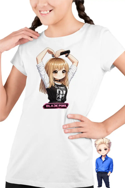OEM Tricou Copii Fete BlackPink Lisa Heart Love Kpop