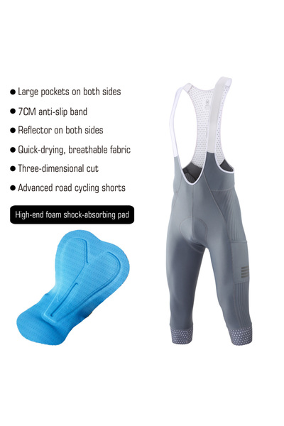 Choice35 M Grey Bib KEMALOCE Men Cycling 3/4 Pants Shorts Solid Blue/Black/Gr...