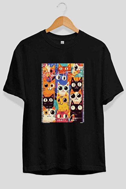 Ankhises Μπλουζάκι  "For the Love of Cats " με 42 σχέδια γάτας, μαύρο, υπερμε...