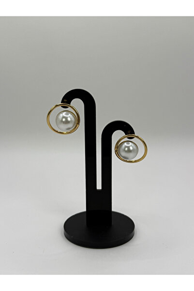 mize Round Pearl Detailed Steel Earrings