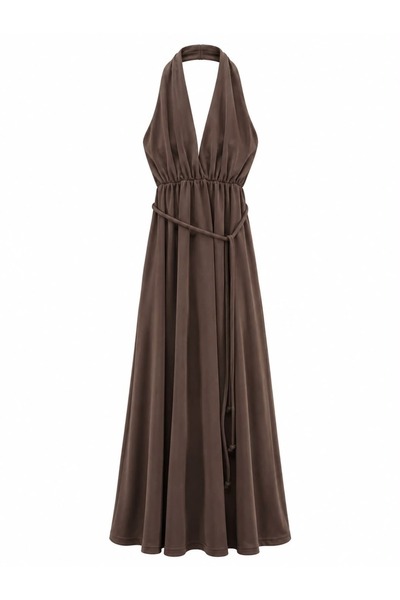 ALLWIN Modal Fabric Halter Neck Midi Dress